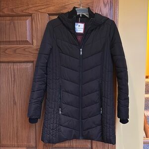 Tommy Hilfiger Black Hooded Puffer Coat